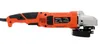 A side view of an orange and black angle grinder on a white background. Voir les images du produit