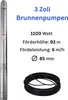 CHM GmbH® Tiefbrunnenpumpe 3 Zoll 1100 Watt 6000 L/h 9,3 Produktbild-Vorschau 2