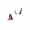 A toy zip line with a figure on it, set against a white background. Voir les images du produit