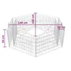 A wireframe model of a hexagonal gabion planter with dimensions indicated by text overlays. Podgląd zdjęcia produktu