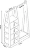 A line drawing diagram of a children's wardrobe with dimensions indicated. Náhled obrázku produktu