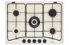 A top-down view of a beige gas stovetop with black burners and grates, set against a white background. Podgląd zdjęcia produktu