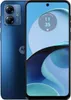 A blue Motorola smartphone is shown from the front and back. Produktbild-Vorschau