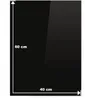 A black rectangular glass plate with dimensions indicated. Náhled obrázku produktu