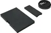 A set of three black air filters and a circular vent cover are arranged on a white background. Produktbild-Vorschau