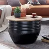 A coffee table with a plant and vase on it, placed in a living room setting. Voir les images du produit