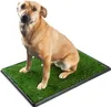 A dog sits on a large artificial grass potty pad. Produktbild-Vorschau