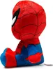 A plush toy of Spiderman sitting down, viewed from the side. Produktbild-Vorschau