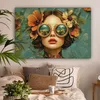 Wanddeko 120x80 cm - Frau - Blumen - Schmetterlinge - Natur Produktbild-Vorschau 2
