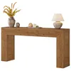 A wooden console table with decorative items on top, including a vase with flowers, a small vase, a tray with decorative spheres, and a lamp. Anteprima dell’immagine prodotto