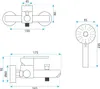 Technical drawings with dimensions of a bathroom faucet and shower head. Produktbild-Vorschau