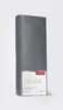 A folded grey satin fitted sheet is presented upright against a white background. Náhled obrázku produktu