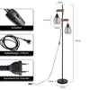 ZMH Vloerlamp zwart, metalen staande lamp met houten Productafbeelding-voorbeeld 3