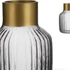 Vase Streifen Grau Gold Glas (12 x 18 x 12 cm) Produktbild-Vorschau 2