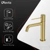 A marketing image for a LAVITA faucet, showcasing its design and features with icons and text. Produktbild-Vorschau