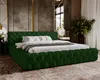A luxurious bedroom setting with a green velvet tufted bed as the focal point. Náhľad obrázku produktu