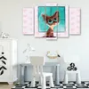 5-teiliges leinwandbild kleine katze 100x70 cm Feeby rosa Produktbild-Vorschau 3