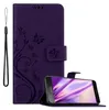 A purple phone case with a floral design and a smartphone inserted. Náhľad obrázku produktu