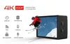 An action camera is shown with a skier jumping out of the screen, with feature callouts. Produktbild-Vorschau