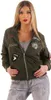 Damen Bomberjacke Jacke mit Patches Übergangsjacke; Khaki Produktbild-Vorschau 3