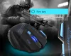 A gaming mouse is shown in front of a blurred background image of a soldier holding a rifle. Text overlays describe a feature of the mouse. Produktbild-Vorschau