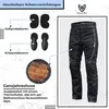 Schwarze Textil-Motorradhose mit herausnehmbaren Hüft- und Knieprotektoren sowie herausnehmbarem Thermofutter Produktbild-Vorschau