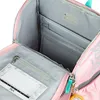 Interior view of an open pink backpack, showing compartments and pockets. Voir les images du produit