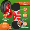 Diagram showing the features and dimensions of a wheel, with a person in the corner. Produktbild-Vorschau