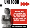 A woman in athletic wear is shown with a red graphic overlay containing text. Produktbild-Vorschau