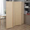 A room divider made of bamboo is shown in a room with a table and shelves in the background. Produktbild-Vorschau