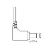 A technical drawing of a right-angle DC power connector with dimensions indicated. Produktbild-Vorschau