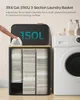 Kosz na pranie 150l z 3 przegrodami, bambusowa rama, czarny Podgląd zdjęcia produktu 7