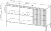 A line drawing diagram of a sideboard with dimensions indicated. Produktbild-Vorschau