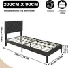LZQ Polsterbett 90 x 200 cm  Einzelbett mit Leder Kopfteil, Produktbild-Vorschau 2