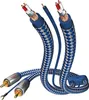 Two audio cables with RCA connectors on one end and bare wire/spade connectors on the other, against a white background. Anteprima dell’immagine prodotto