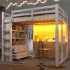 Lit mezzanine 140x200 cm avec bureau, armoire, 2 tiroirs, Voir les images du produit 1