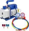 A vacuum pump and manifold gauge set are displayed against a white background. Anteprima dell’immagine prodotto