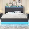 A bed with LED lighting in a bedroom setting. Produktbild-Vorschau