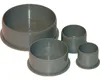 Four gray plastic pipe caps of different sizes are arranged on a white background. Náhled obrázku produktu
