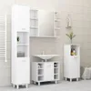 A clean and modern bathroom with white furniture, including a tall cabinet, a sink vanity, and a mirror. Náhled obrázku produktu