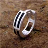 Herren Ohrring: 925 Silber Creole mit Onyx Produktbild-Vorschau 2