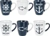 com-four® 6x Kaffeebecher aus Keramik - Maritime Produktbild-Vorschau 1
