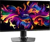 A black MSI gaming monitor displaying a colorful, abstract wallpaper. Produktbild-Vorschau