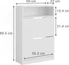 A white shoe cabinet with dimensions indicated by measurement lines and text. Náhľad obrázku produktu
