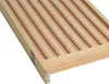 A close-up, angled view of a wooden and bamboo room divider. Podgląd zdjęcia produktu