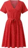 ASKSA Robes d'été Femme Manches courtes Décolleté V Fleur Voir les images du produit 4