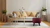 MG Design Ovaler Samt-Hocker 42 x 52 cm in Burgunderrot mit Produktbild-Vorschau 2
