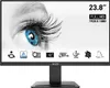 A marketing image for an MSI monitor, featuring a close-up of an eye and various icons representing product features. Podgląd zdjęcia produktu