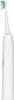 A close-up, side view of a white electric toothbrush with blue accents on the bristles and a blue indicator light. Náhľad obrázku produktu