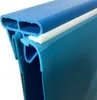 A close-up view of a blue pool handrail system, showing its interlocking components and a white sealing strip. Produktbild-Vorschau